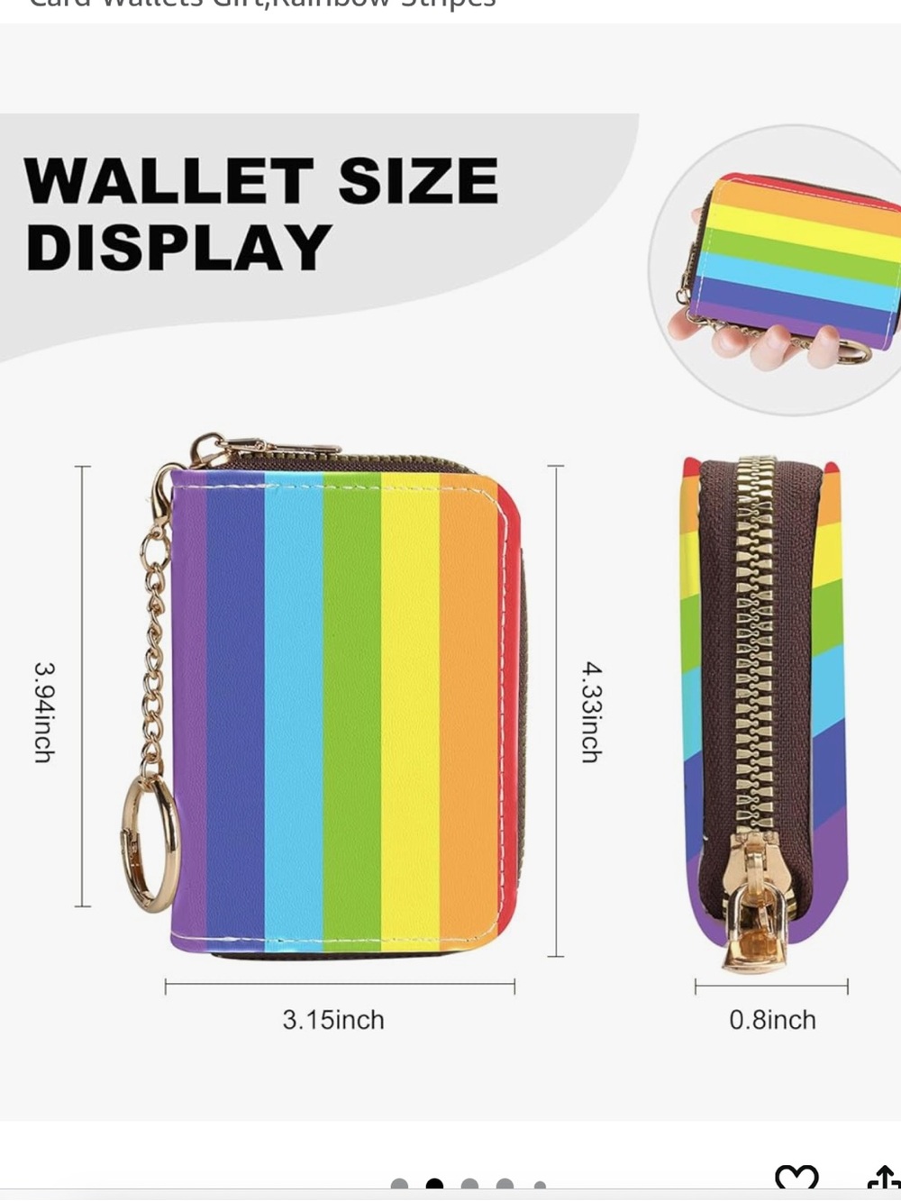 Credit Card Holder for Women,Small Rfid Wallet with Keychain Zipper,PU Leather - Picture 3 of 6